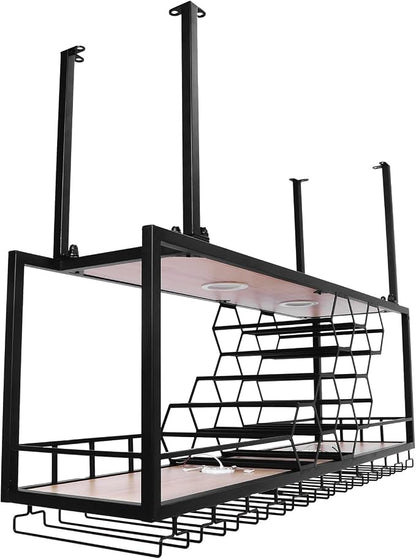 Metal Hanging Wine Rack, Metal Bar Liquor Bottle Display Shelf Wall Wine - Image 8