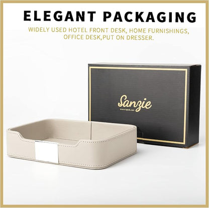 SANZIE Luxury Leather Tray Desktop Storage Catchall Organizer Decorative Tray - Image 5