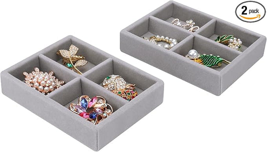 DesignSter Small Jewelry Tray, Velvet Jewelry Display Tray, Stackable Jewelry by DesignSter