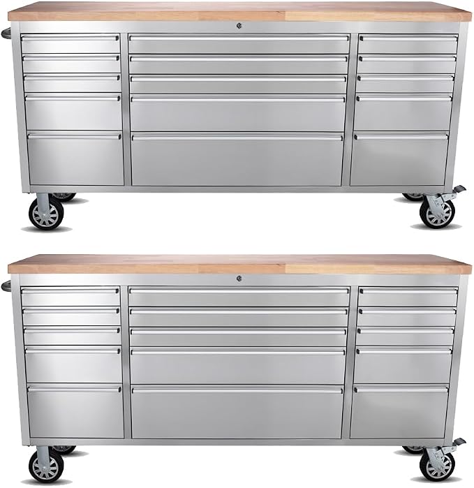 2 Pack - 72" Stainless Steel Rolling Tool Chest by UYRIE