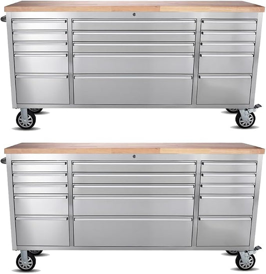 2 Pack - 72" Stainless Steel Rolling Tool Chest by UYRIE