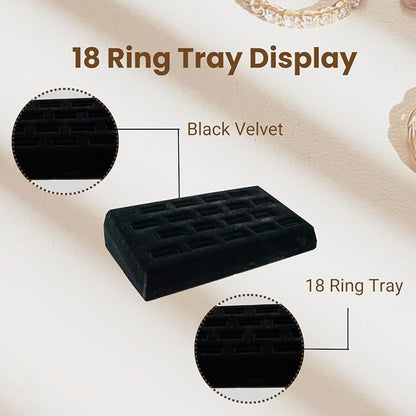 Novel Box 18-Slot Black Velvet Rings/Earrings/Cufflinks Holder Tray - Image 3