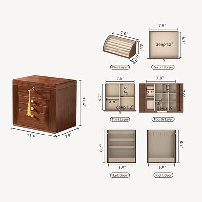 Black Walnut Wooden Jewelry Box, Wood Jewelry Organizer - Image 4