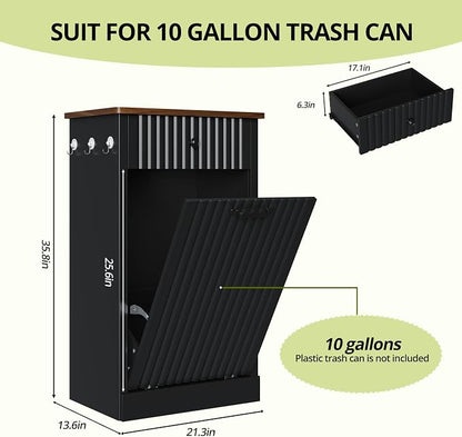 Tilt Out Trash Can Cabinet, 10 Gallon Fluted Laundry Hamper Cabinet - Image 2