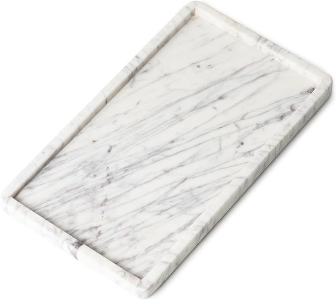 Cork & Mill Marble Tray for Bathroom Countertop, Kitchen Counter, or Catchall by CorkMill