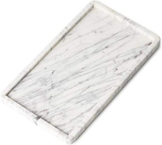 Cork & Mill Marble Tray for Bathroom Countertop, Kitchen Counter, or Catchall by CorkMill