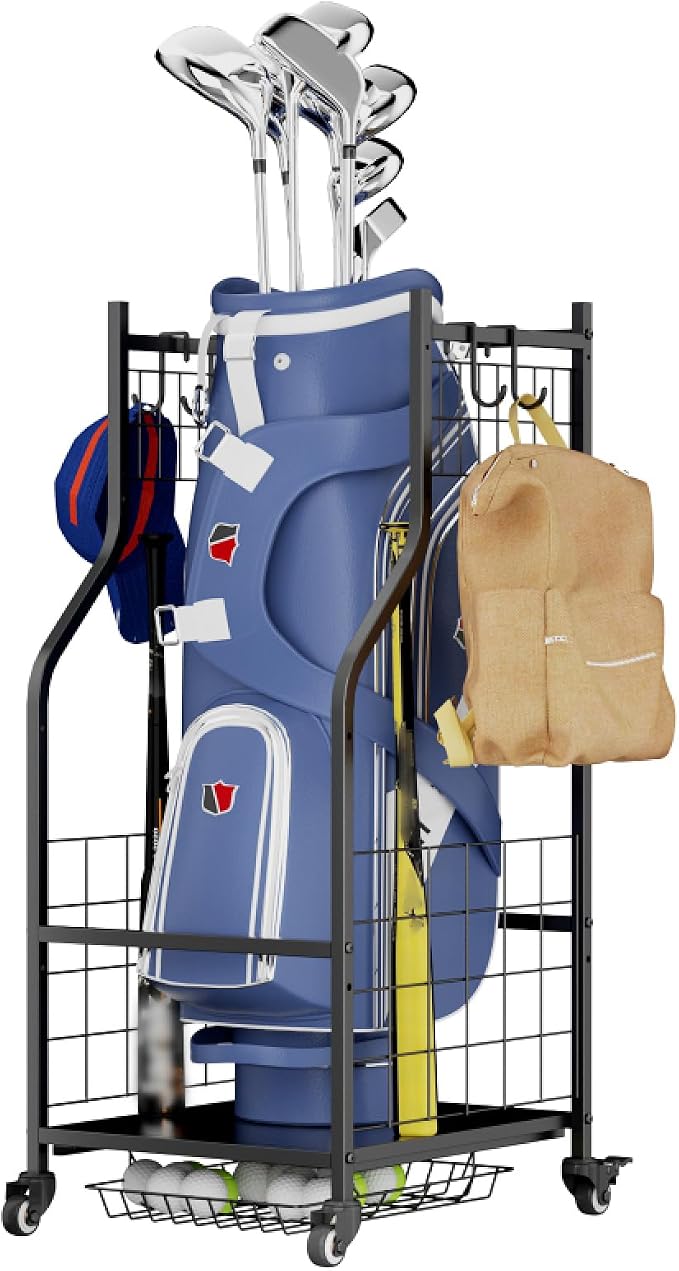 Golf Organizer for Garage, 3 Bag Golf Bag Holder Stand by Unknown