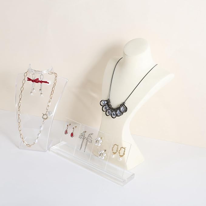 GemeShou Beige necklace storage hanger stand jewelry organizer, Velvet jewelry - Image 7