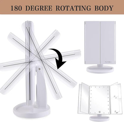 Tri-fold Lighted Vanity Makeup Mirror - Image 3