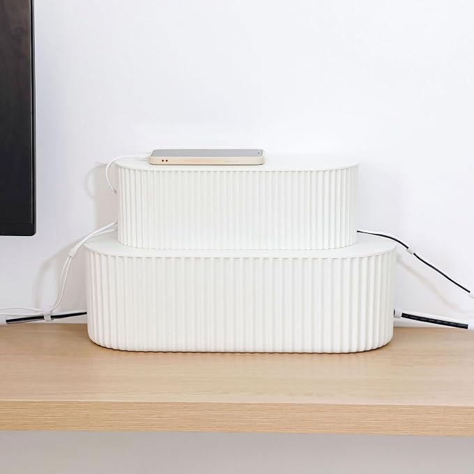 White Cable Box Organizer, Plastic Cord Hider Box - Image 7