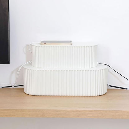 White Cable Box Organizer, Plastic Cord Hider Box - Image 7