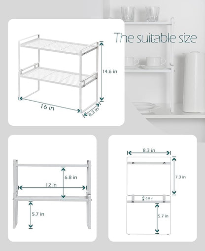2Pack Cabinet Shelf Organizer Storage Rack Space Saving - Image 3