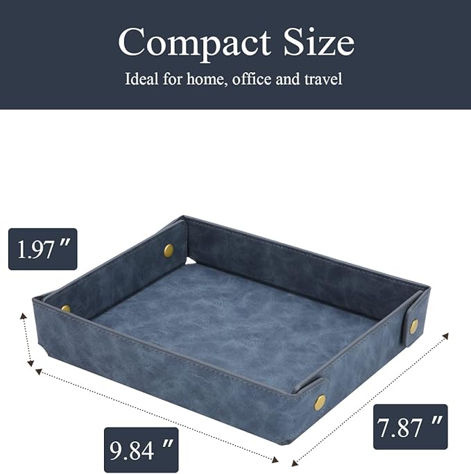 CASIRENA Father's Day Gifts Faux Leather Valet Tray Organizer - Image 4