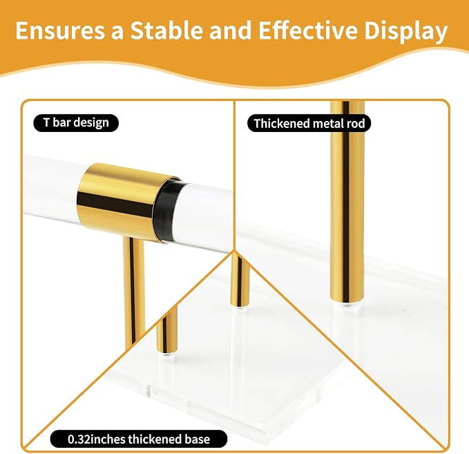 Acrylic Bracelet Holder, Necklace Holder Display Stand, 2 Tier T-Bar Jewelry - Image 5