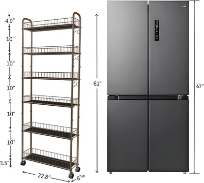 6-Tier Slim Storage Cart with Wheels, 6in Narrow Rolling Shelf, Sturdy Slim - Image 7