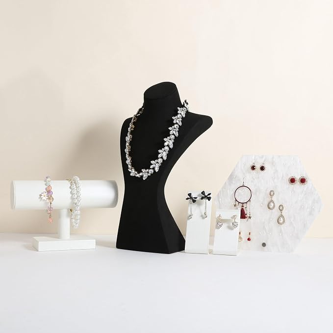 GemeShou Black necklace storage hanger stand jewelry organizer, Velvet jewelry - Image 6