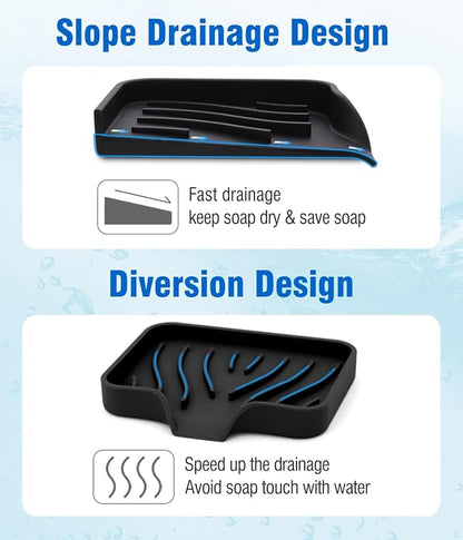 3-Pack Silicone Soap Dish Set – Bar Soap Holder - Image 3