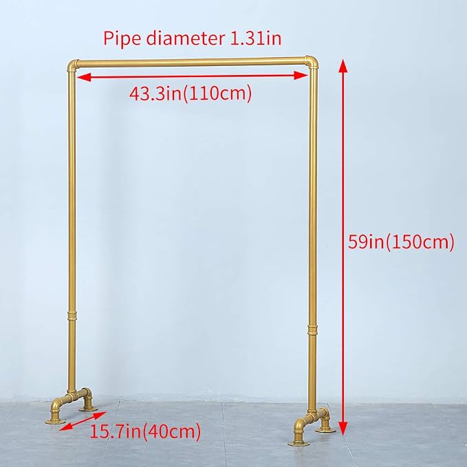 Industrial Pipe Clothing Rack 59in, Clothes Racks - Image 3