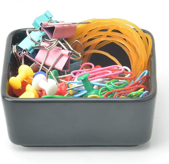 2 PCS Ceramic Paper Clip Organizer, Square Dispenser - Image 5