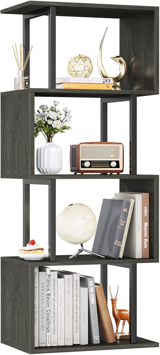 Furologee Geometric Bookshelf 5 Tier Bookcase, Industrial S-Shaped Display by Furologee