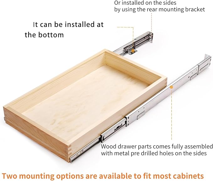 32''W x 21''D x 3''H Pull Out Cabinet Drawer Soft Close Slide Out Wood Organizer - Image 5