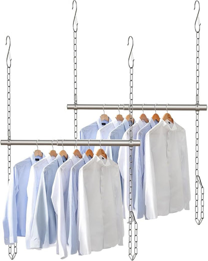 Hanging Closet Rod, Adjustable Width and Height Closet Rods Extender, 17-28inch by FOTRIC