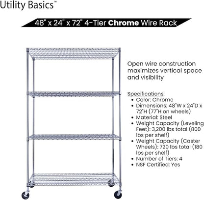 NSF Commercial 4-Tier Wire Shelving - Image 5