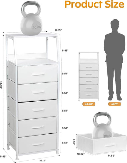 Dresser for Bedroom, Fabric Nightstand Tall Dresser & Chests of Drawers - Image 3