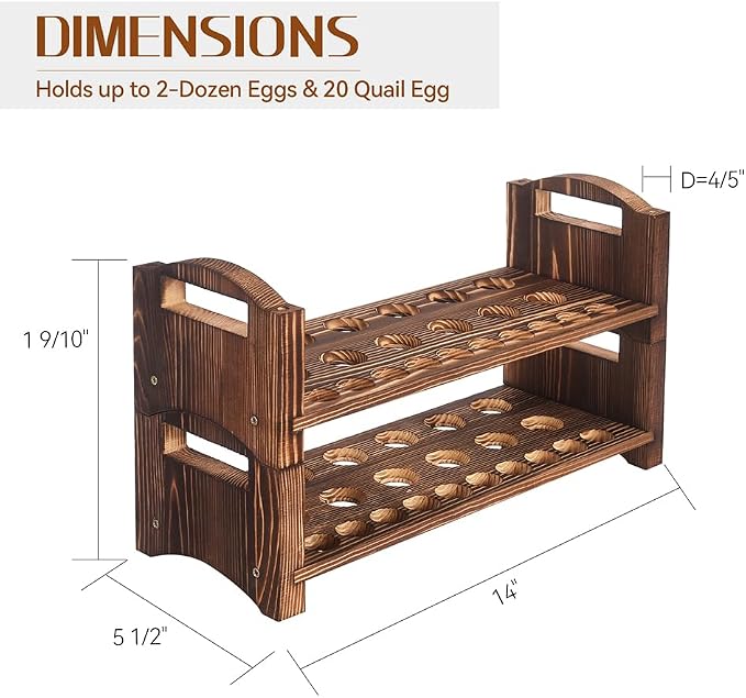 Wooden Egg Holder 2 Layer Rack Holders Countertop Stackable Quail Egg Sorter - Image 2
