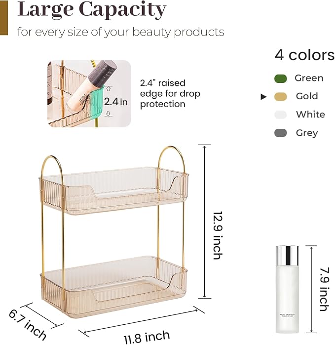 Aveniee Bathroom Counter Organizer, 2 Tier Perfume Skin Care Countertop Storage - Image 3