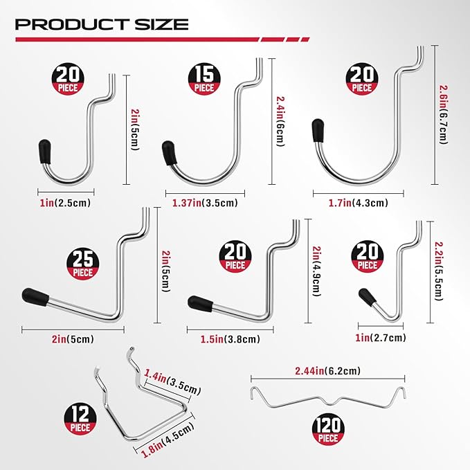 300-Piece Pegboard Hook Set, Pegboard Organizer Accessories - Image 6