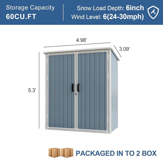 Outdoor Storage Shed, 5x3FT Resin Shed - Image 4