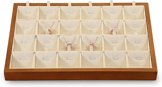 Necklace Organizer, Wood Jewelry Necklace Tray, Premium Earring Storage by Yinbeini