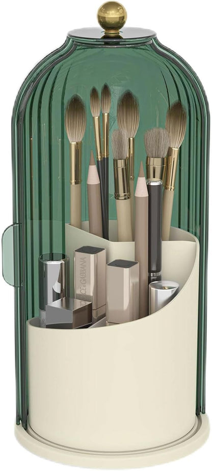 Makeup Brush Holder with Dustproof Cover 360 Rotating Makeup Brush Organizer by Emljkvp