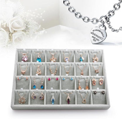 Oirlv Velvet Jewelry Tray 24 Grid liner Pendant Earrings Organizer Storage - Image 4