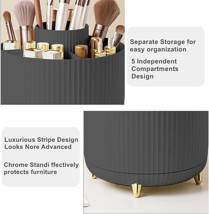 360 Degree Rotating Makeup Brush Holder Organizer Detachable Design 5 Slot Make - Image 3