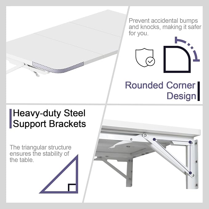 TEAMIX Wall Mounted Desk, Wall Floating Desk - Image 6