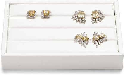 White PU Leather 3-Slots Jewelry Ring Display Tray Showcase Small Jewelry - Image 7