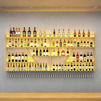79in Large Wall Mounted Wine Rack 4 Tier Metal Wine Bottle Holder Modern - Image 4