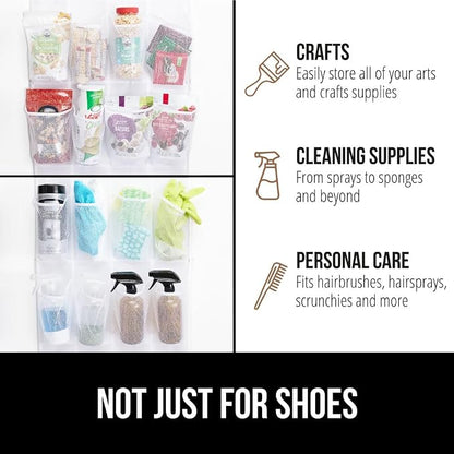 GORILLA GRIP Over the Door Shoe Organizer, 24 Large Breathable Mesh Pockets - Image 7