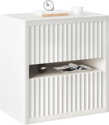 Dripex Fluted Nightstand with 2 Drawers, Large Wide Wood Night Stand Bedside - Image 8