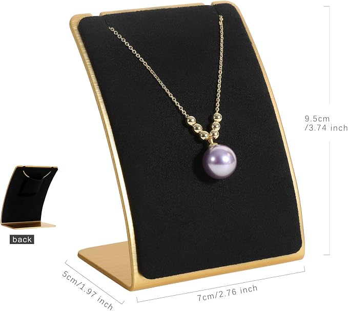 GemeShou Black Necklace display stand, Velvet Jewelry necklace display holder - Image 4