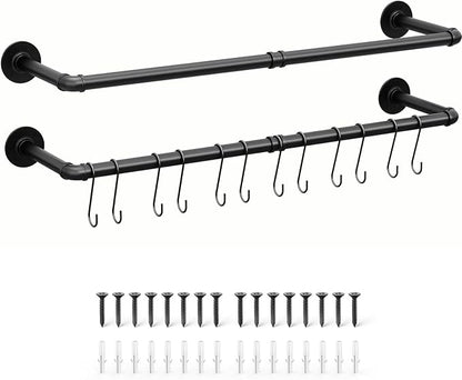 OROPY Industrial Pipe Clothes Rack Wall Mounted Set of 2, 38.4 inches Heavy - Image 9