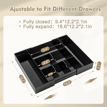 1 PC Acrylic Desk Drawer Organizer 2 Inch Height Expandable Drawer Organizer - Image 2