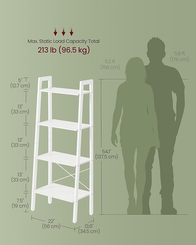 VASAGLE Ladder Shelf, 4-Tier Bookshelf, Storage Rack, Bookcase - Image 3