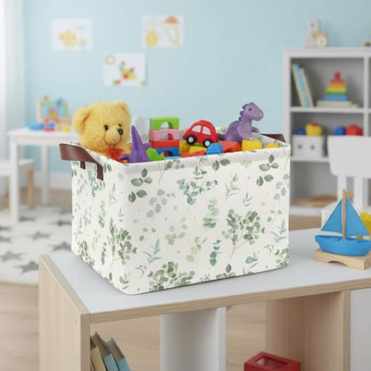 Sage Green Storage Basket Waterproof Canvas Toy Storage Bin Home Decor - Image 5
