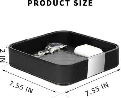 SANZIE Luxury Leather Desktop Storage Small Catchall Organizer Decorative Tray - Image 6