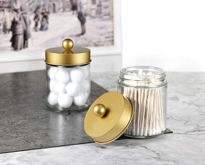 Amolliar 6Pc Apothecary Jars Bathroom Vanity Organizer- Rustic Farmhouse Decor - Image 8