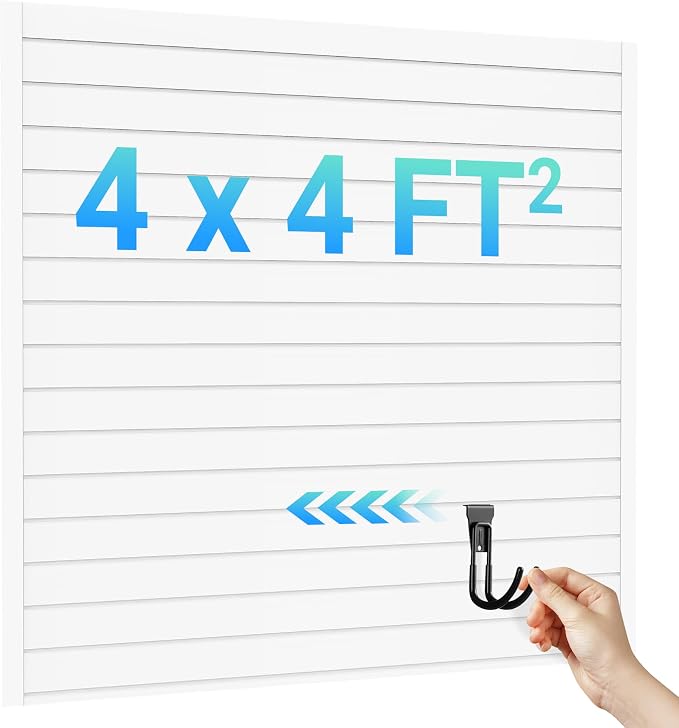 Ezlaino Slatwall Panel 4FT x 4FT, PVC Slat Wall Storage System, Waterproof by Ezlaino