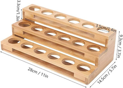 3 Tier Essential Oil Holder Stand, 1.4in Hole Diameter Wood Cosmetic Storage - Image 3